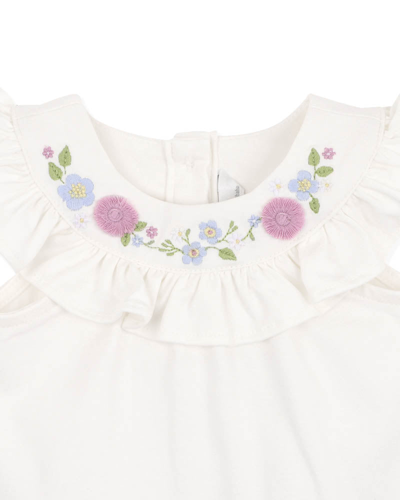 Bebe Zara Frill Yoke Bodysuit - Snow