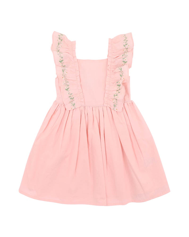 Bebe Tess Embroidered Frill Dress - Pale Pink