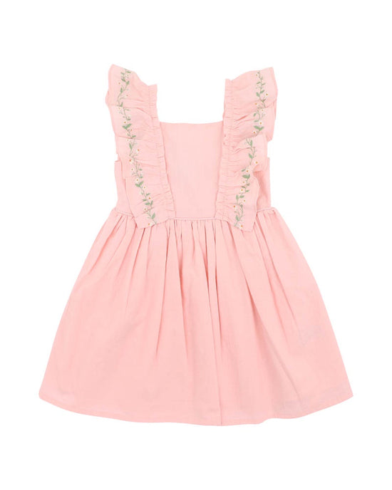 Bebe Tess Embroidered Frill Dress - Pale Pink