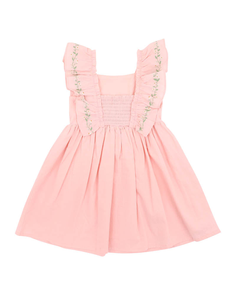 Bebe Tess Embroidered Frill Dress - Pale Pink