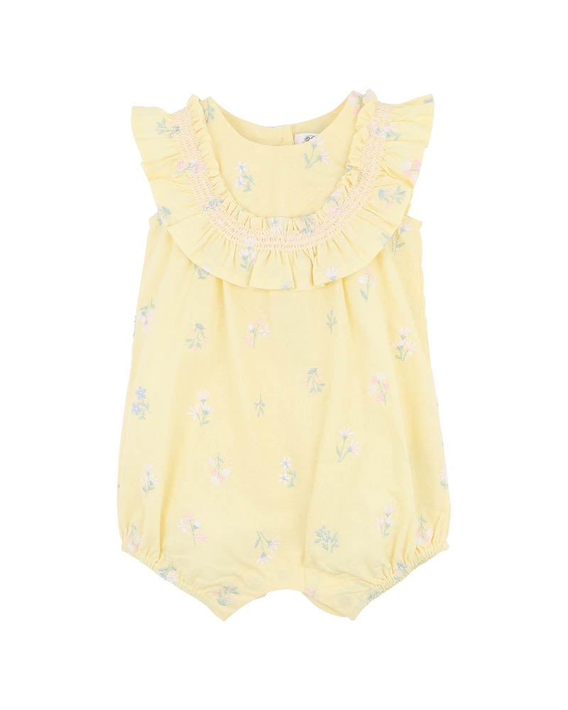 Bebe Bonnie Embroidered Romper - Yellow