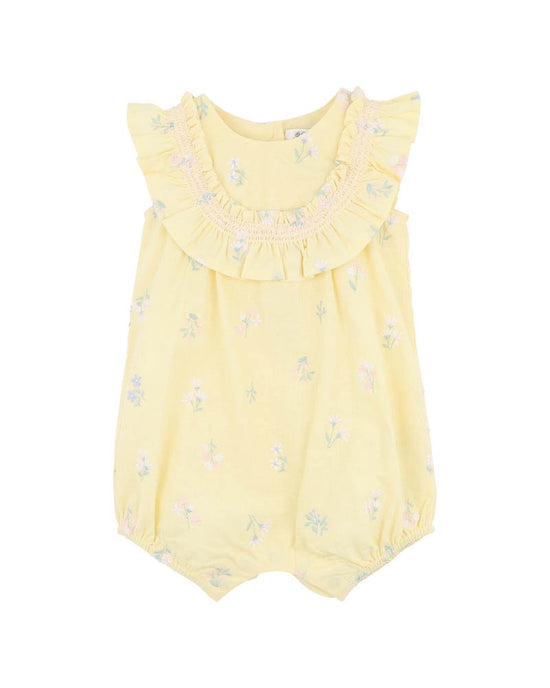 Bebe Bonnie Embroidered Romper - Yellow
