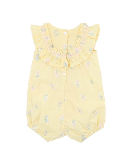 Bebe Bonnie Embroidered Romper - Yellow