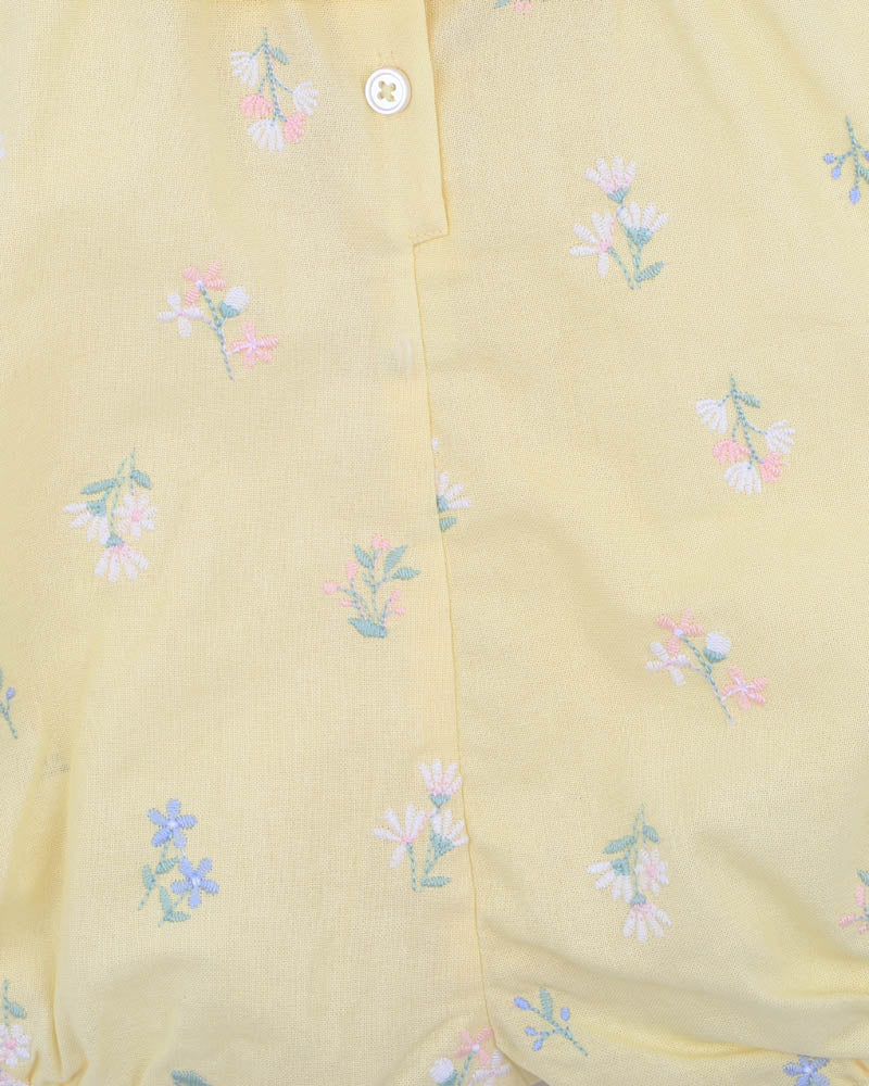 Bebe Bonnie Embroidered Romper - Yellow