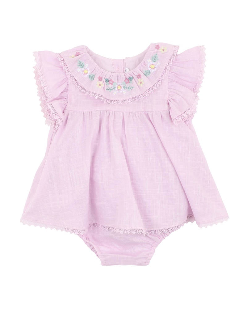 Bebe Madelyn Embroidered Overlay Bodysuit - Lilac
