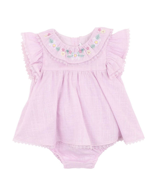 Bebe Madelyn Embroidered Overlay Bodysuit - Lilac