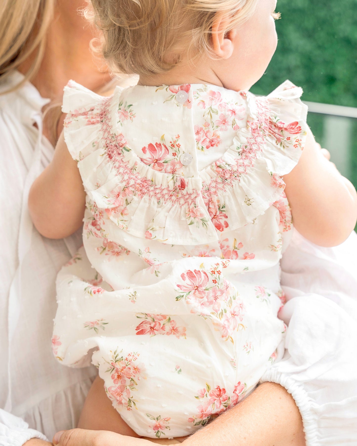 Bebe Chelsea Print Frill Yoke Romper