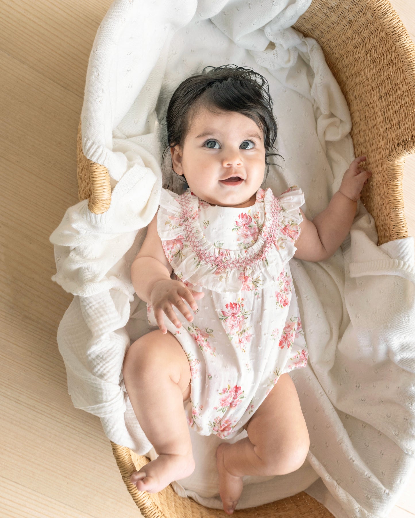Bebe Chelsea Print Frill Yoke Romper