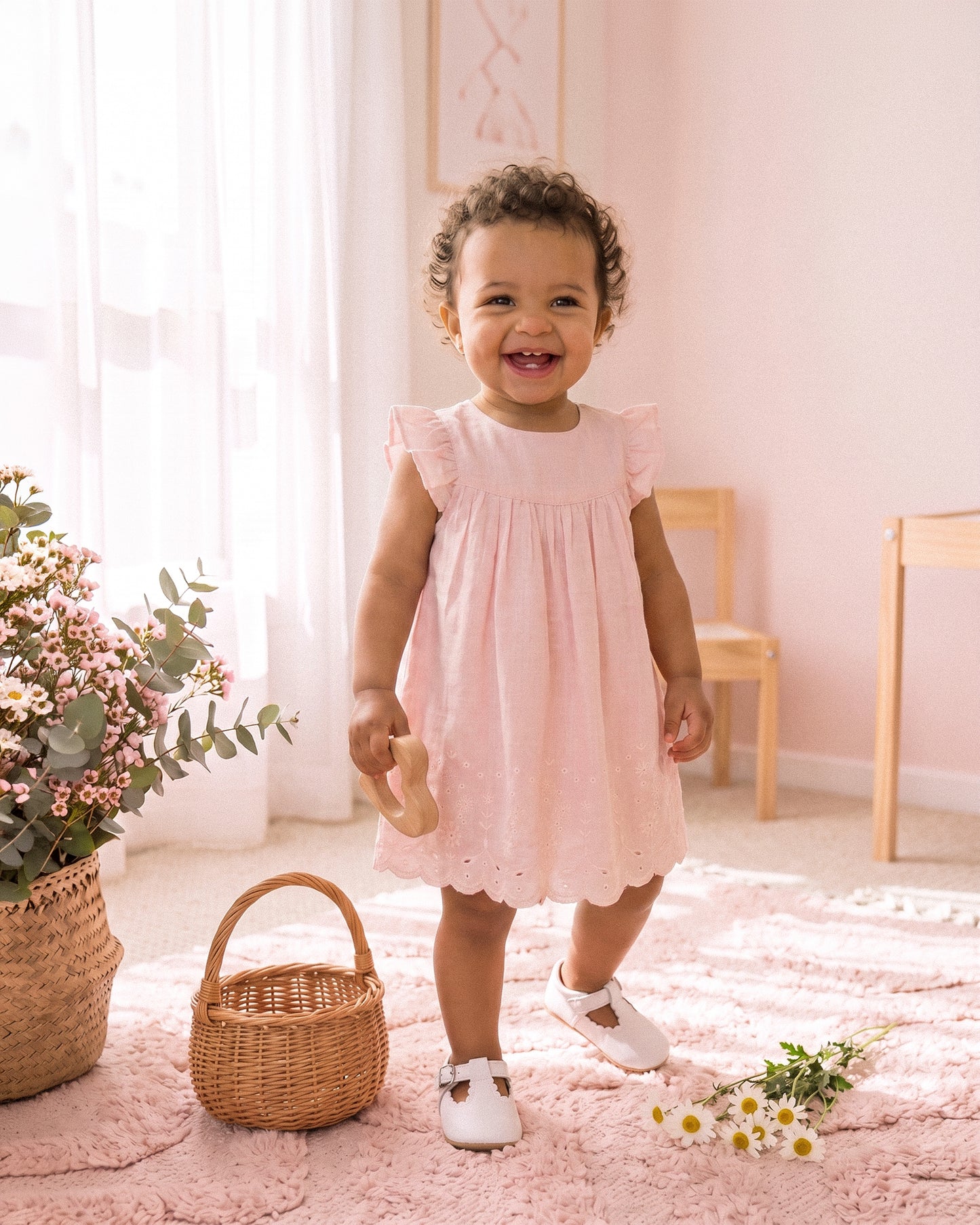 Bebe Chelsea Broderie Hem Dress - Pink