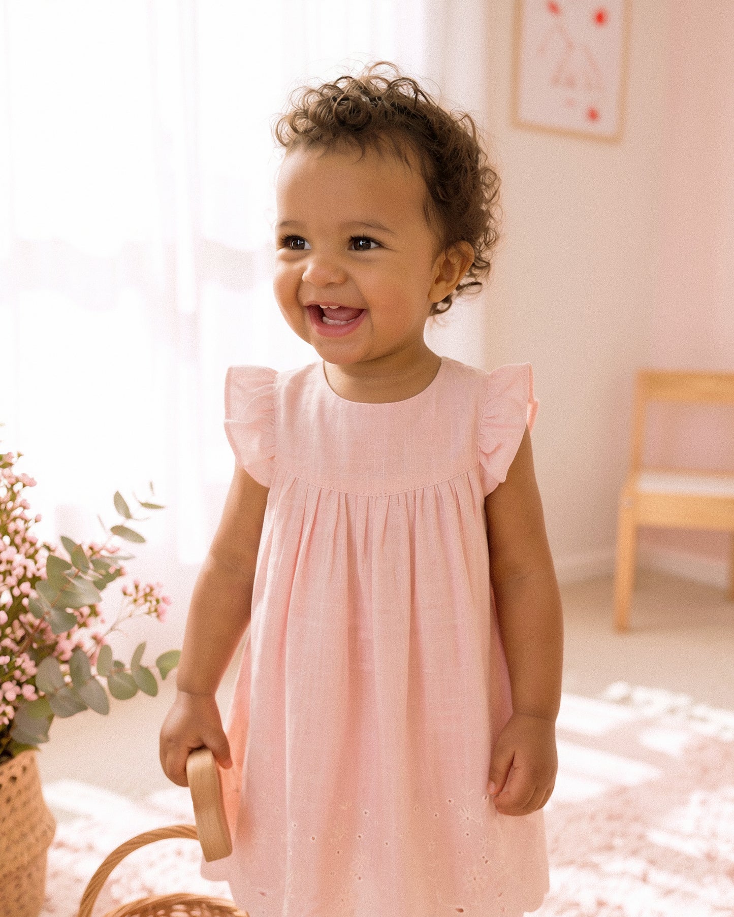 Bebe Chelsea Broderie Hem Dress - Pink
