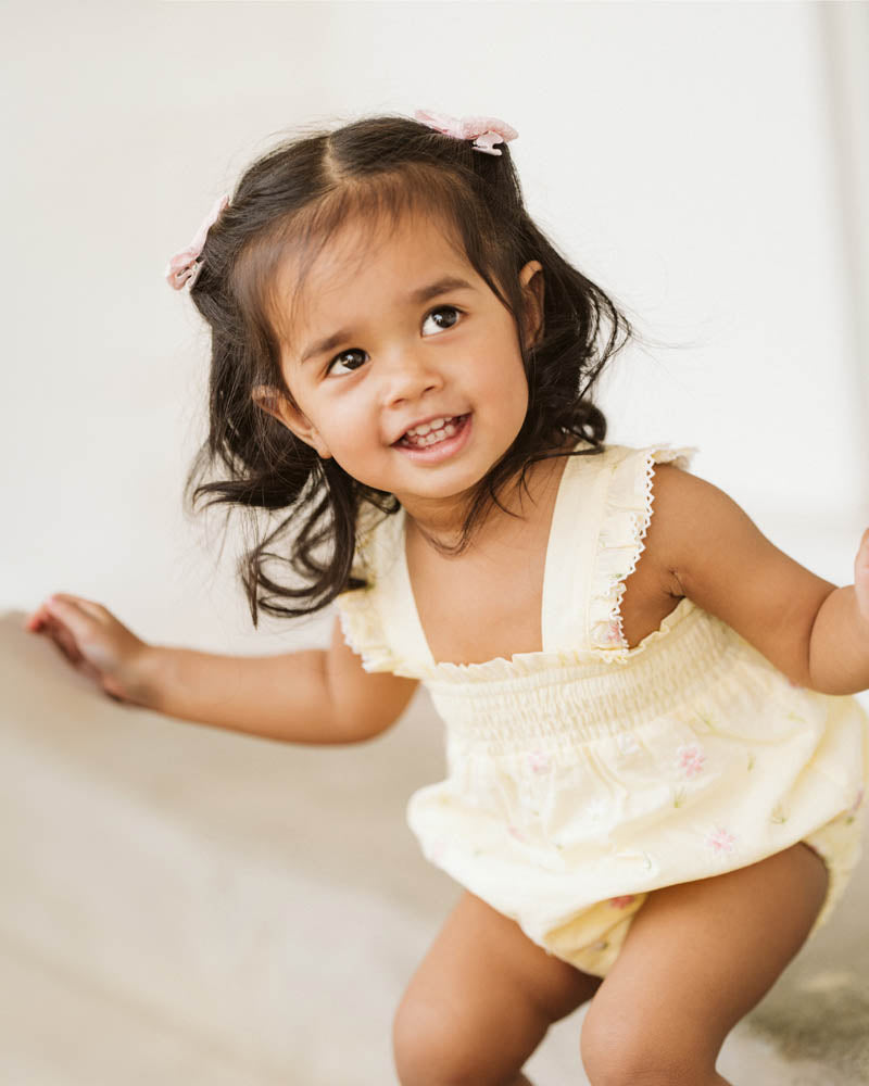 Bebe Pia All Over Embroidery Bodysuit Lemon