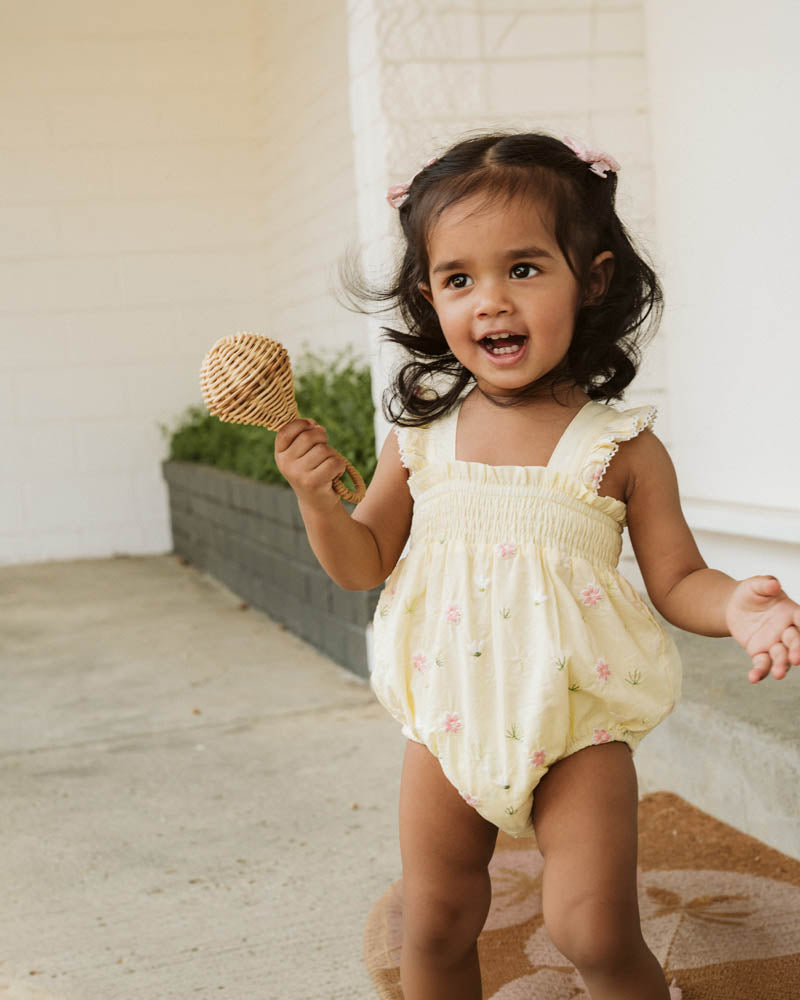 Bebe Pia All Over Embroidery Bodysuit Lemon