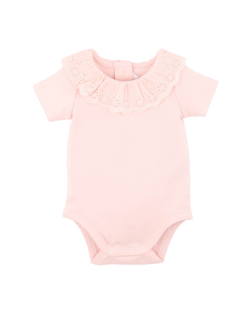 Bebe Pia Organic Lace Collar Bodysuit - Pink