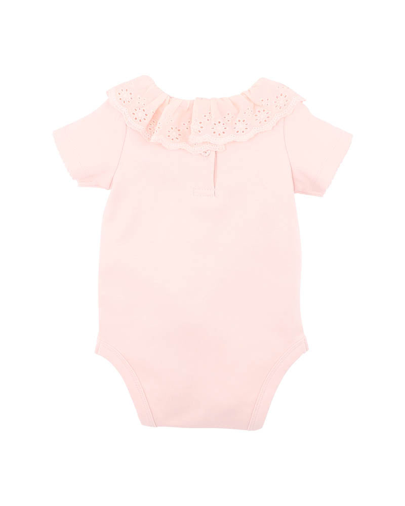 Bebe Pia Organic Lace Collar Bodysuit - Pink