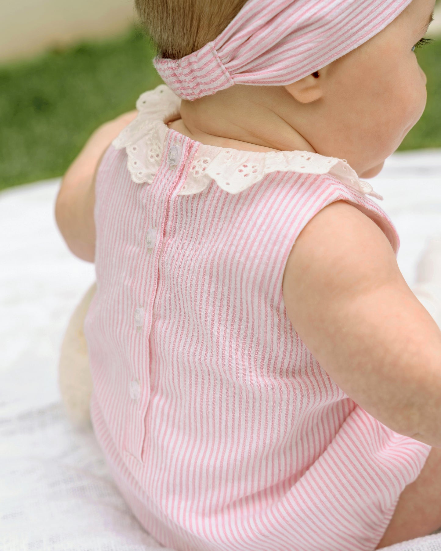 Bebe Willa Stripe Lace Collar Bodysuit - Must Pink Stripe