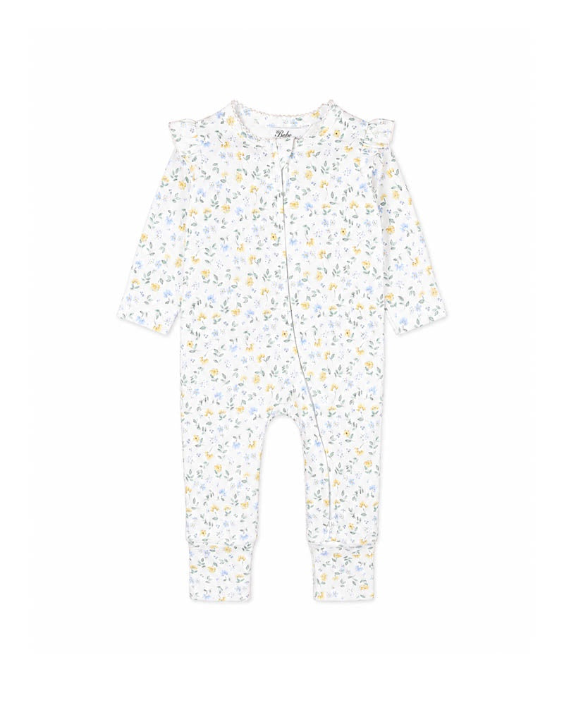 Bebe Libby Floral Print Organic LS Zipsuit