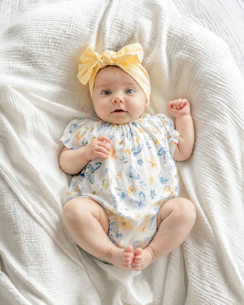 Bebe Libby SS Butterfly Print Romper