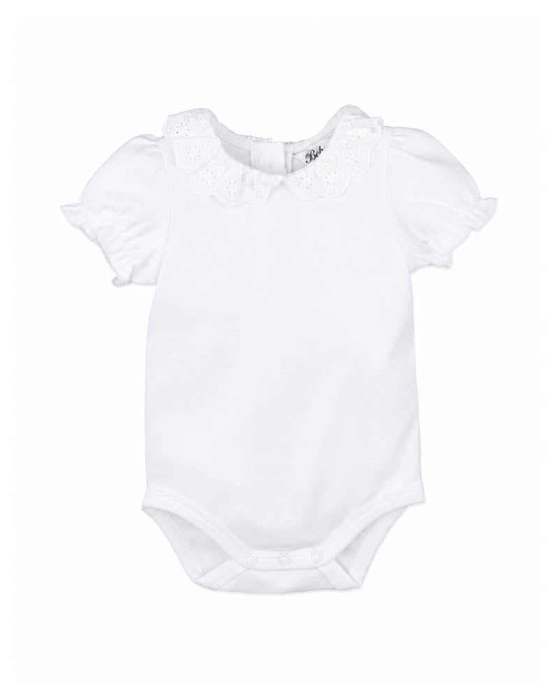 Bebe Libby Organic Lace Collar Bodysuit - Cloud