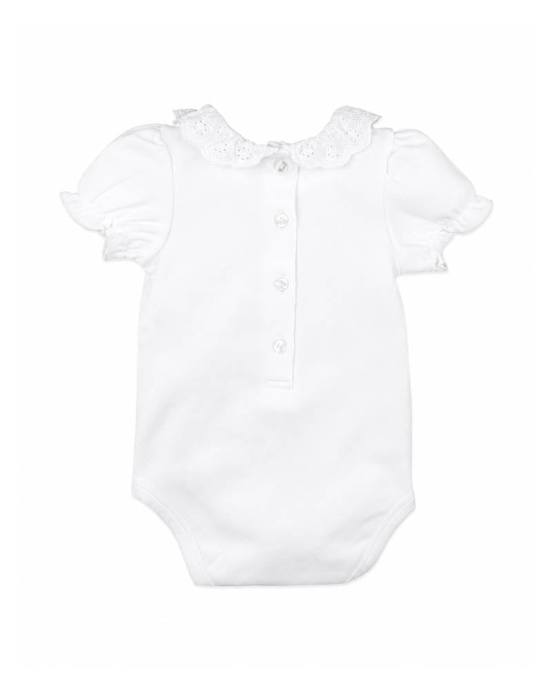 Bebe Libby Organic Lace Collar Bodysuit - Cloud