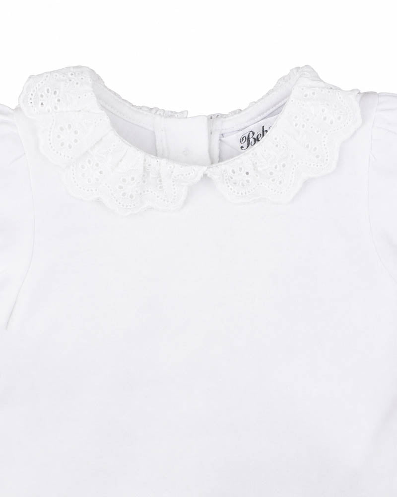 Bebe Libby Organic Lace Collar Bodysuit - Cloud