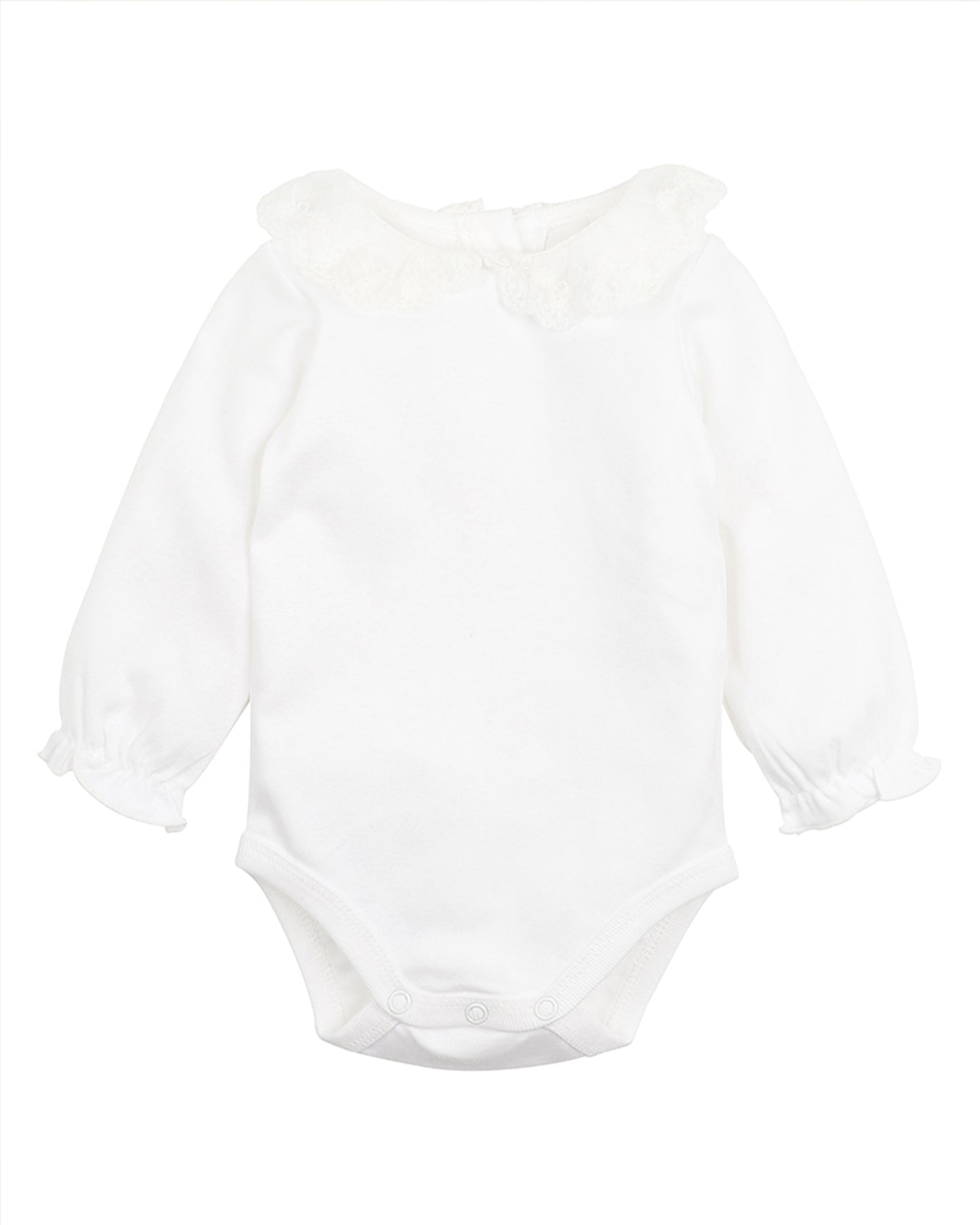 Bebe Girls Lace Collar LS Bodysuit - Cloud