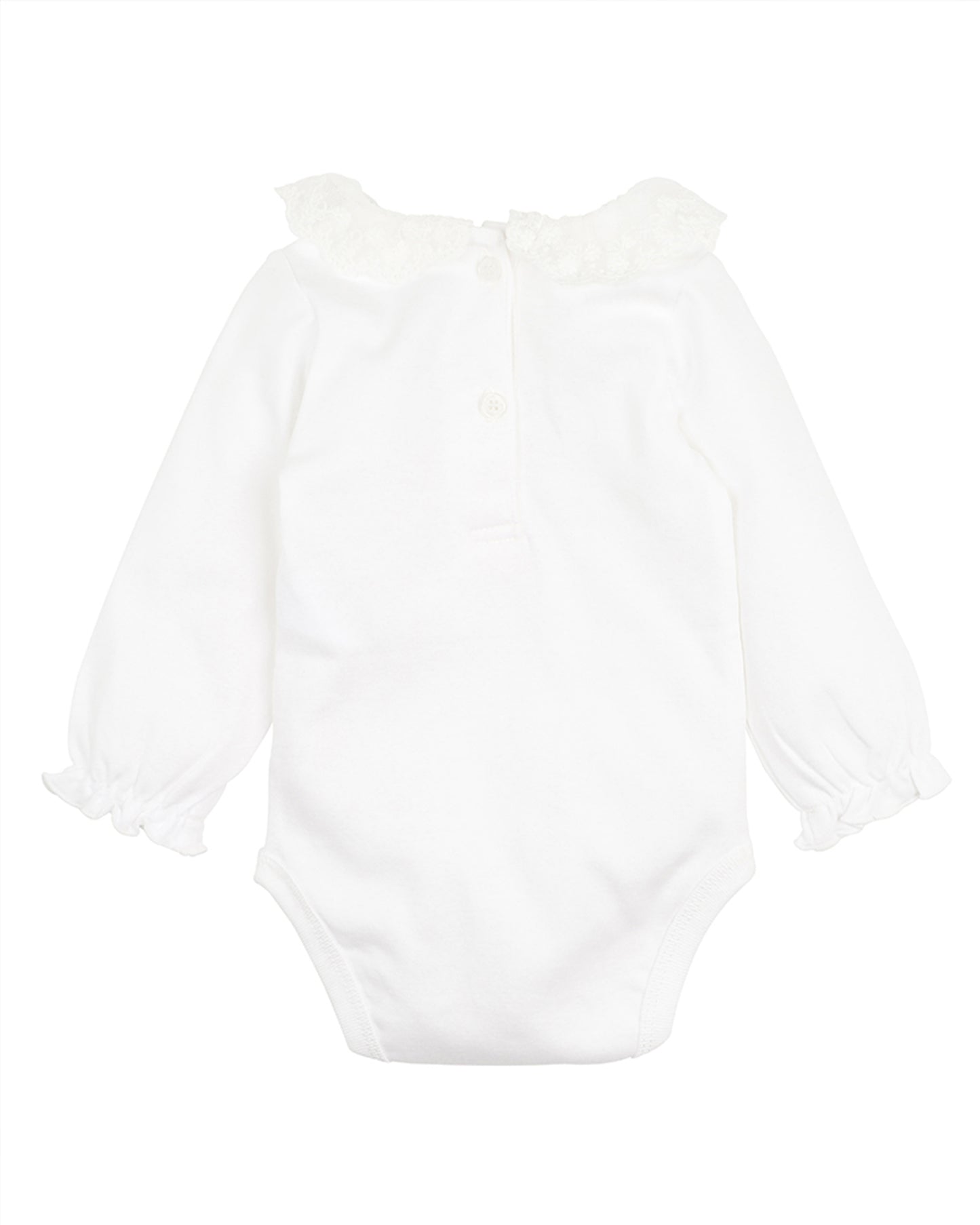Bebe Girls Lace Collar LS Bodysuit - Cloud
