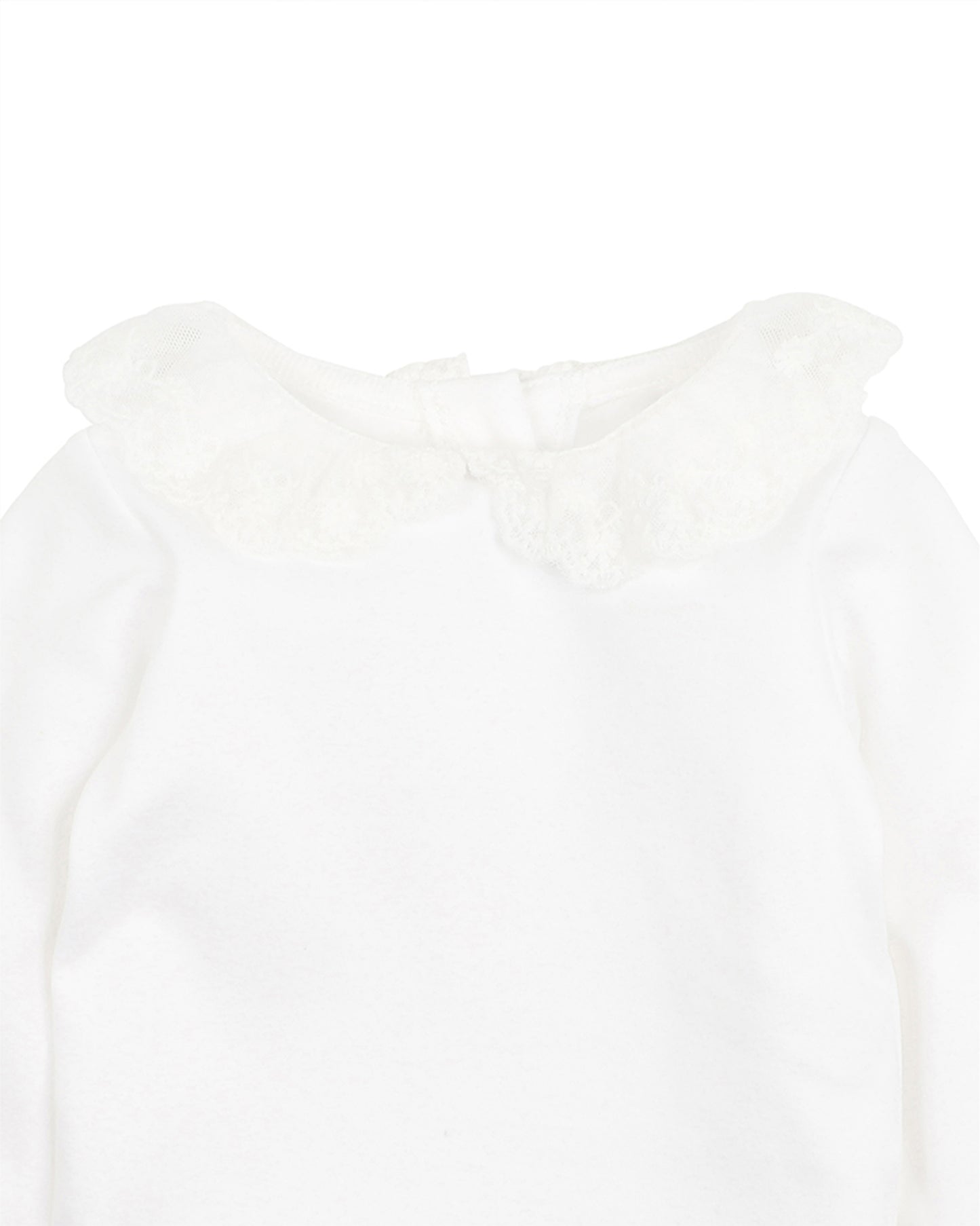 Bebe Girls Lace Collar LS Bodysuit - Cloud