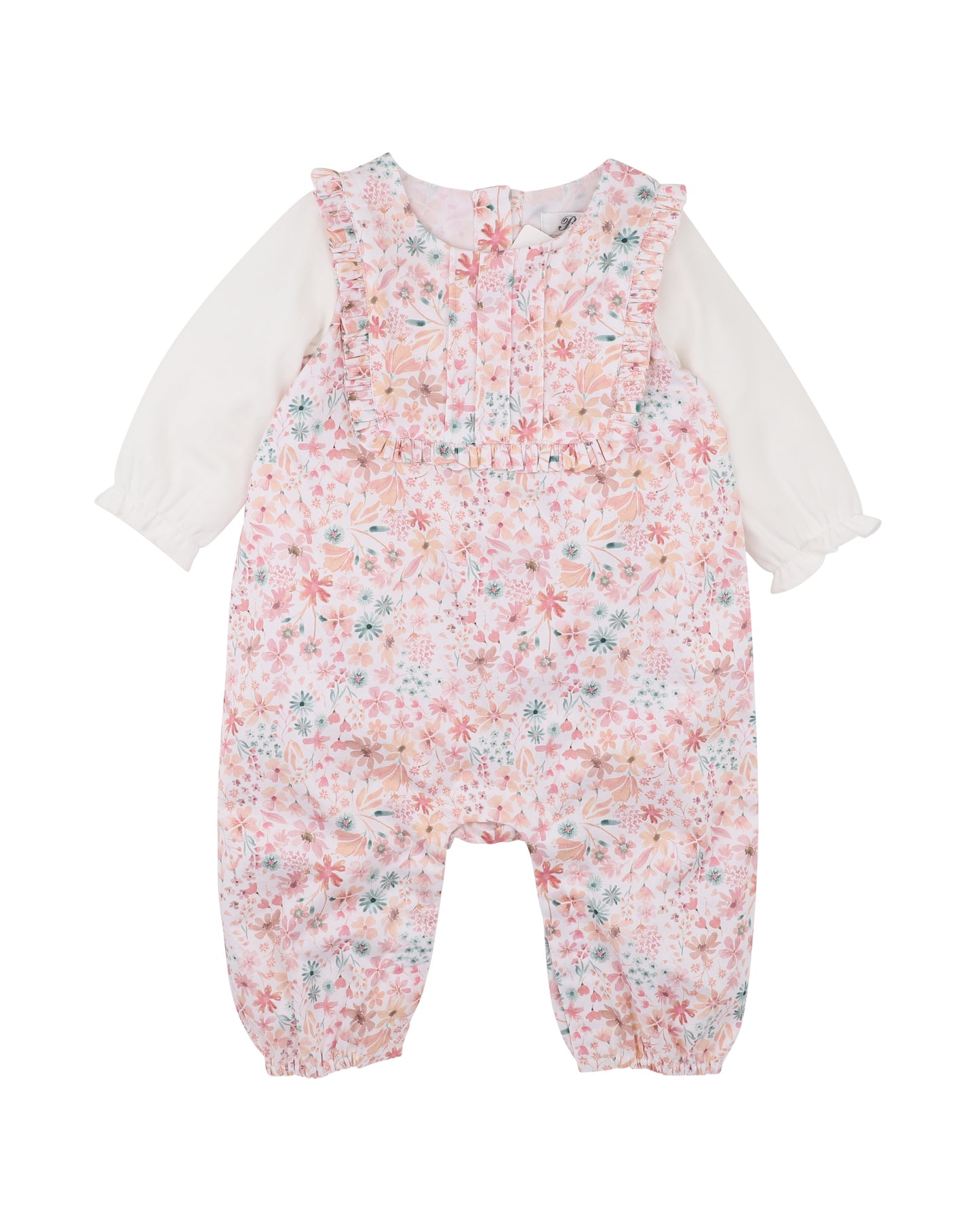 Bebe Fern Organic Woven LS Romper - Floral Print