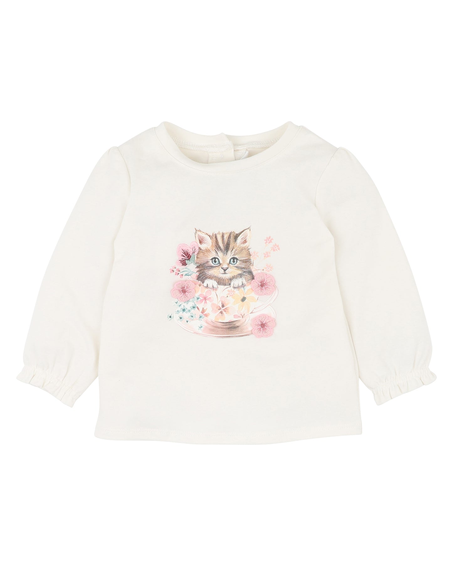 Bebe Fern Kitten Organic LS Tee - Snow
