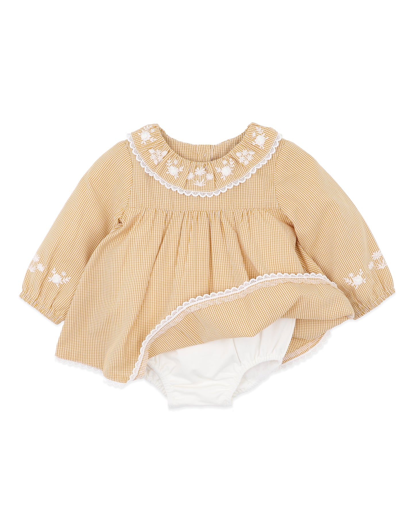 Bebe Winnie Emb Gingham Overlay Dress