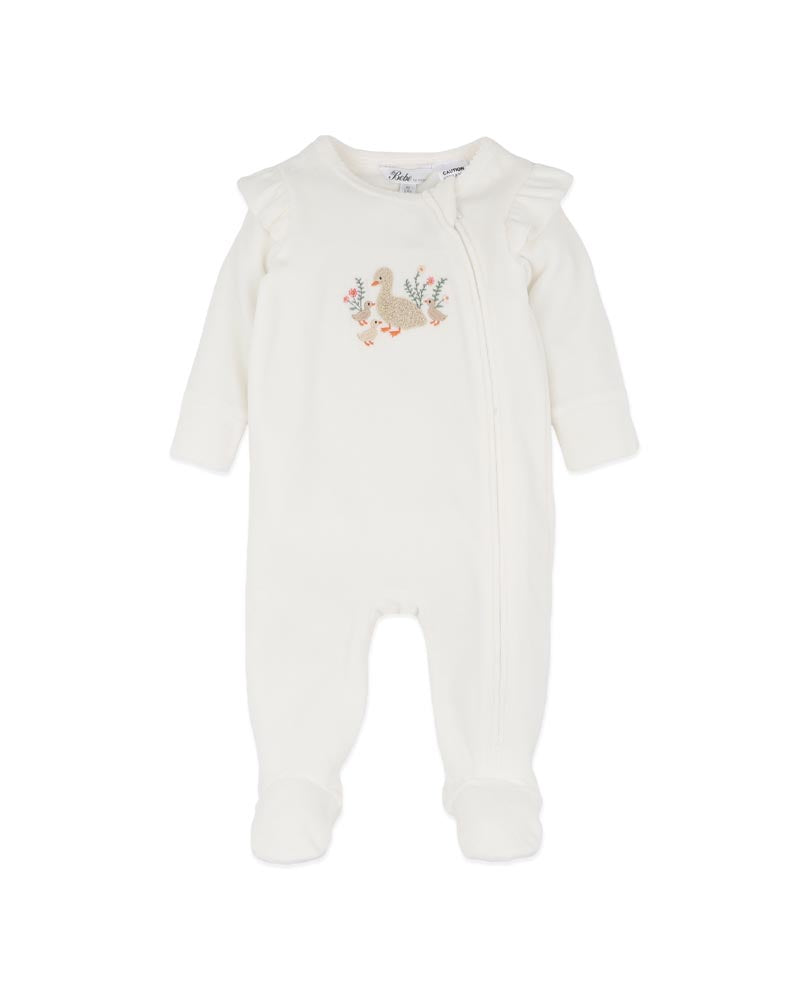 Bebe Emmy Velour Zip Onesie - Snow
