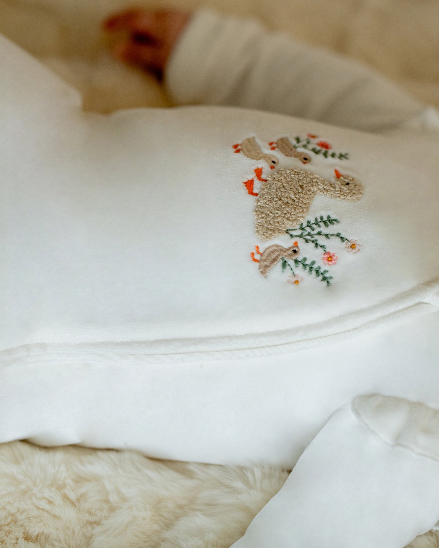 Bebe Emmy Velour Zip Onesie - Snow