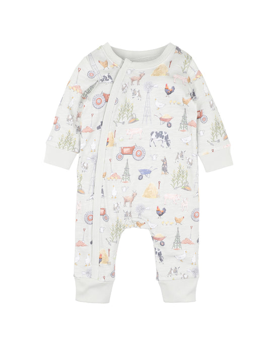 Bebe Chester Print LS Zip Romper