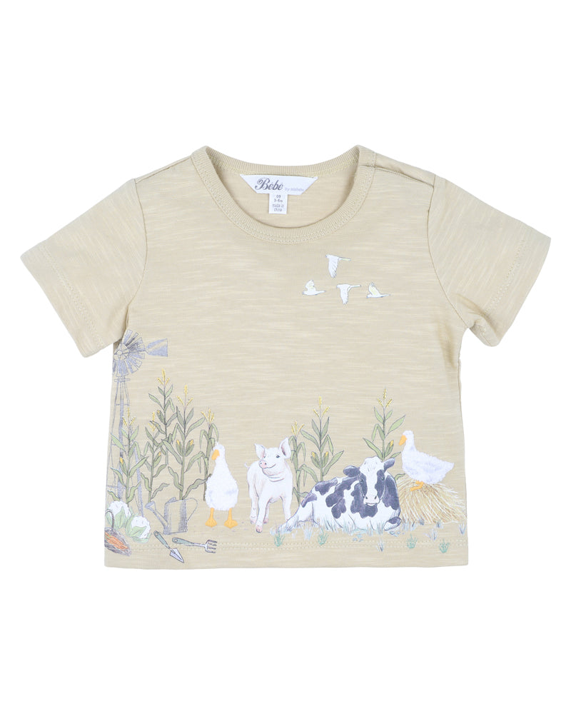 Bebe Chester Farm Animals Tee - Straw