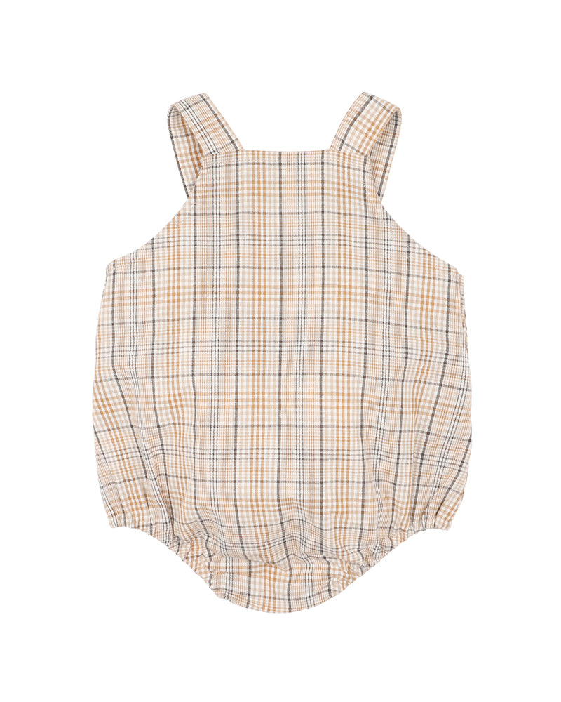 Bebe Ellis Giraffe Pocket Check Bodysuit - Mustard Check