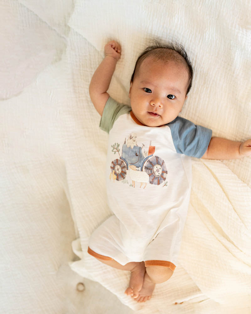 Bebe Clayton Farm Scene SS Romper