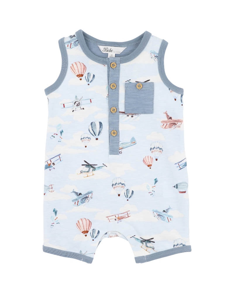 Bebe Harlan Print Aeroplane Romper