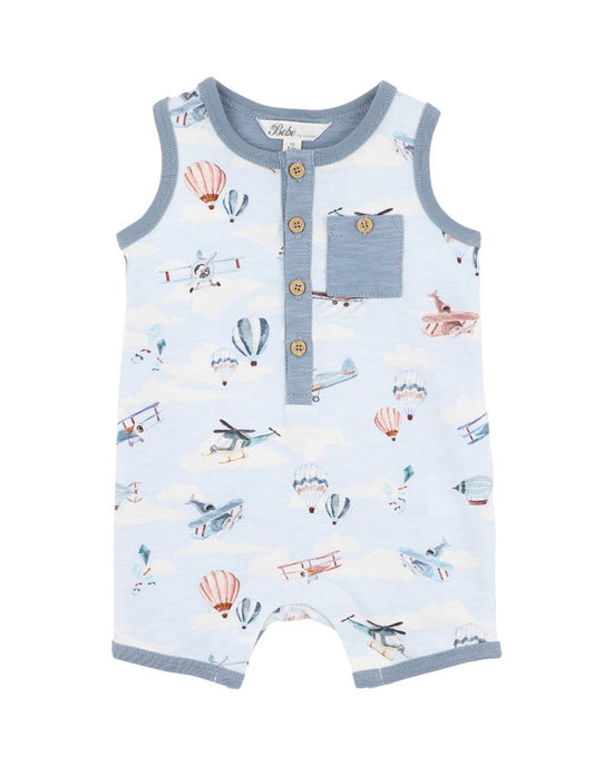 Bebe Harlan Print Aeroplane Romper