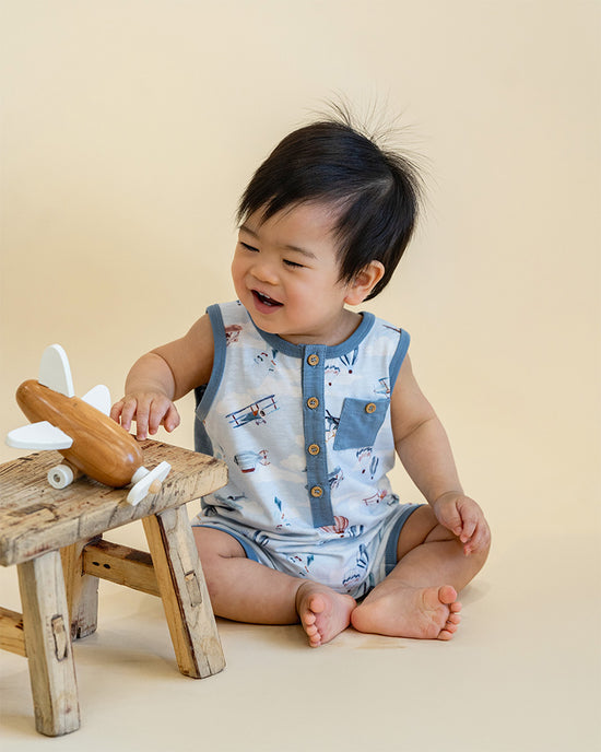 Bebe Harlan Print Aeroplane Romper