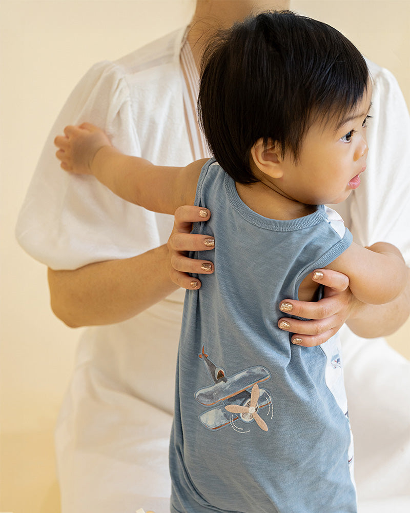 Bebe Harlan Print Aeroplane Romper