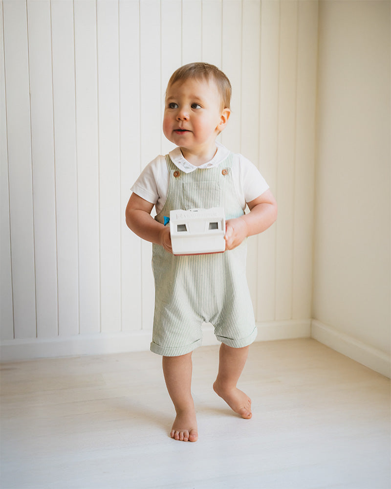 Bebe Roman Green Stripes Overall