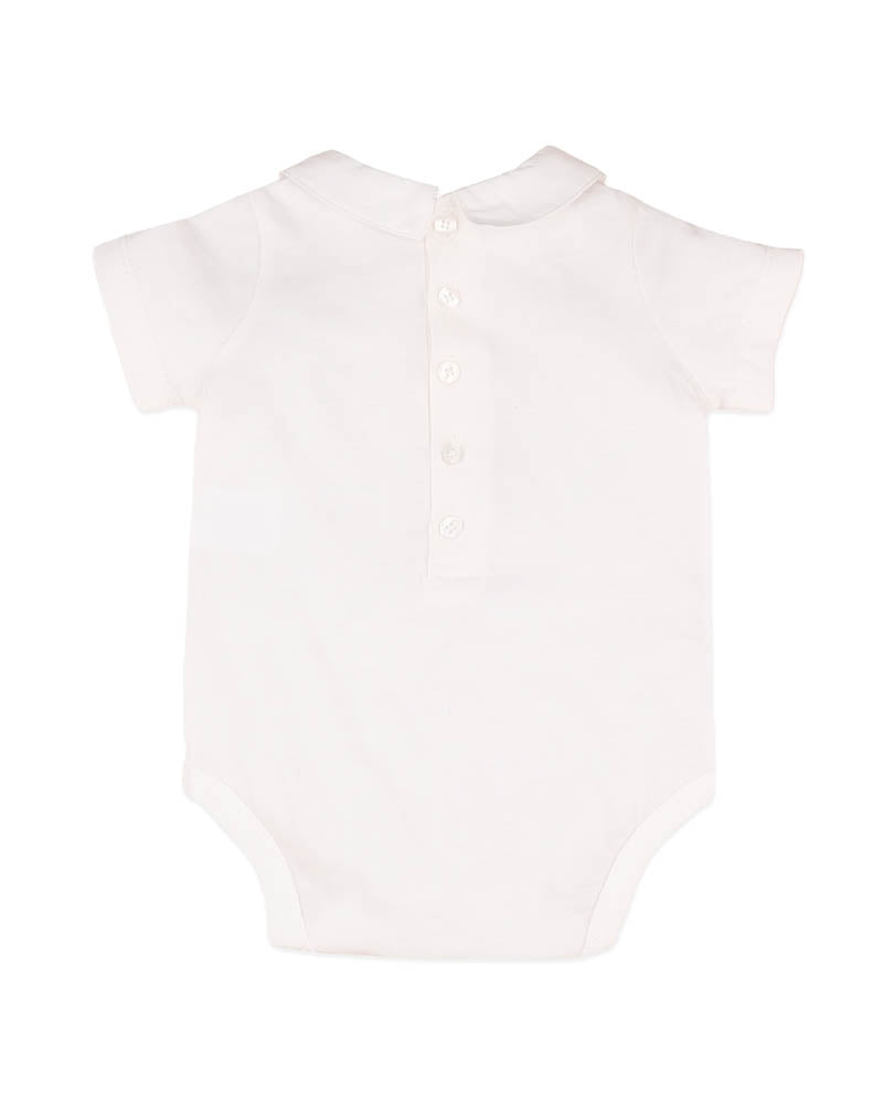 Bebe Evan Emb. Collared Bodysuit - Cloud