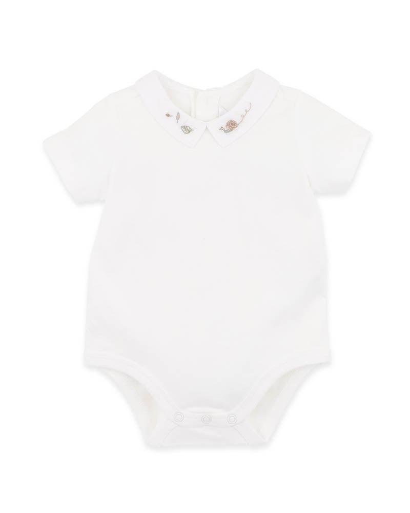 Bebe Roman Embroidered Collared Bodysuit - Cloud