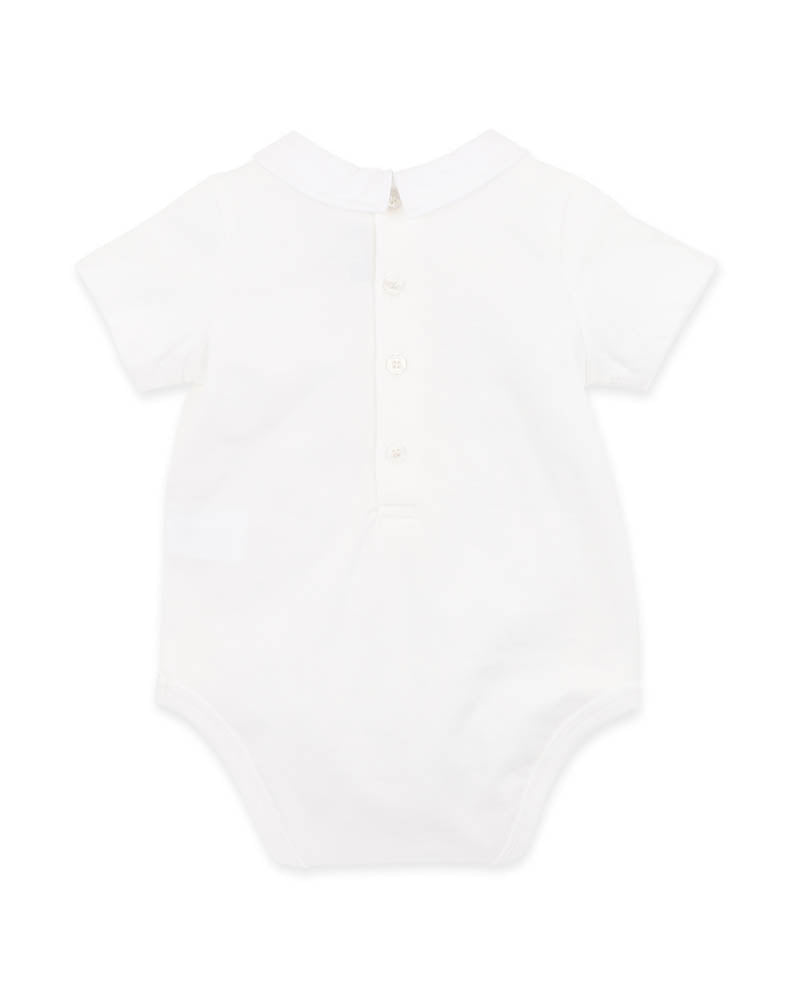 Bebe Roman Embroidered Collared Bodysuit - Cloud