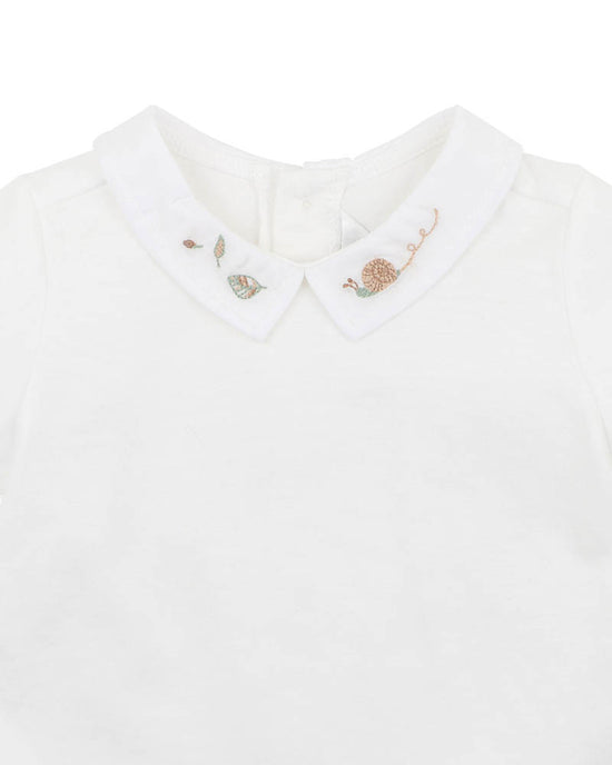 Bebe Roman Embroidered Collared Bodysuit - Cloud
