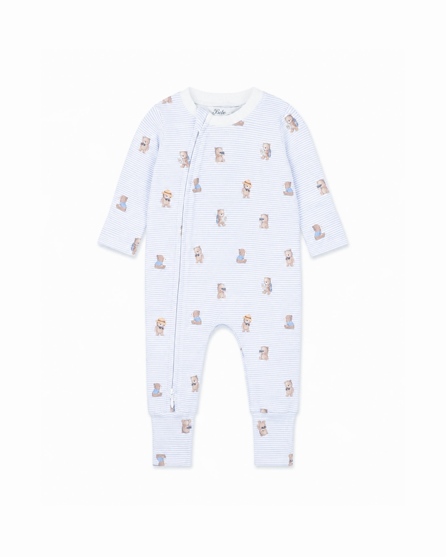 Bebe Brady Stripe Organic LS Zipsuit