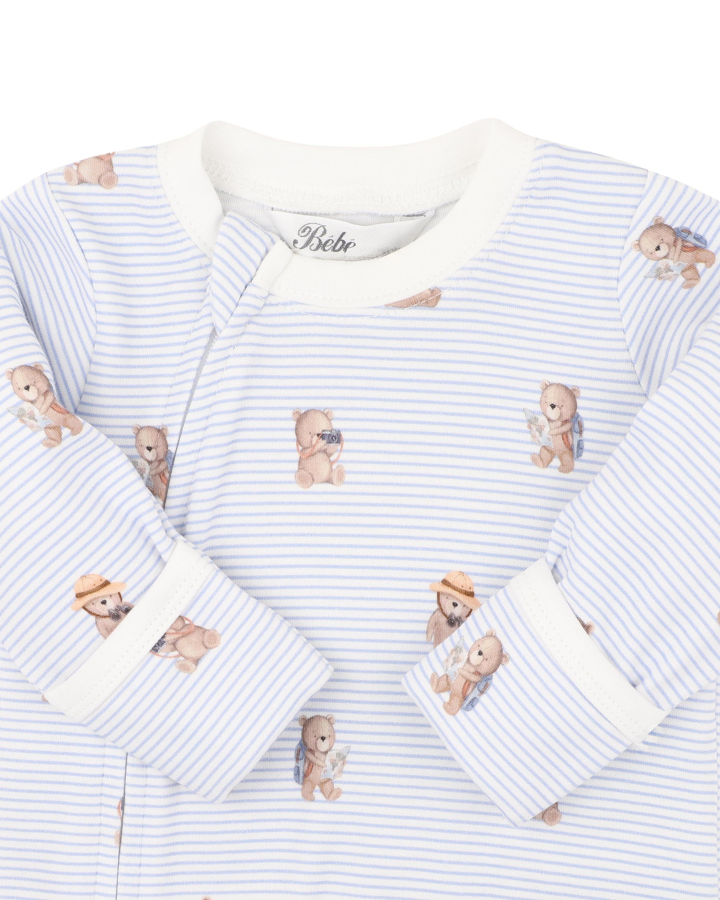 Bebe Brady Stripe Organic LS Zipsuit