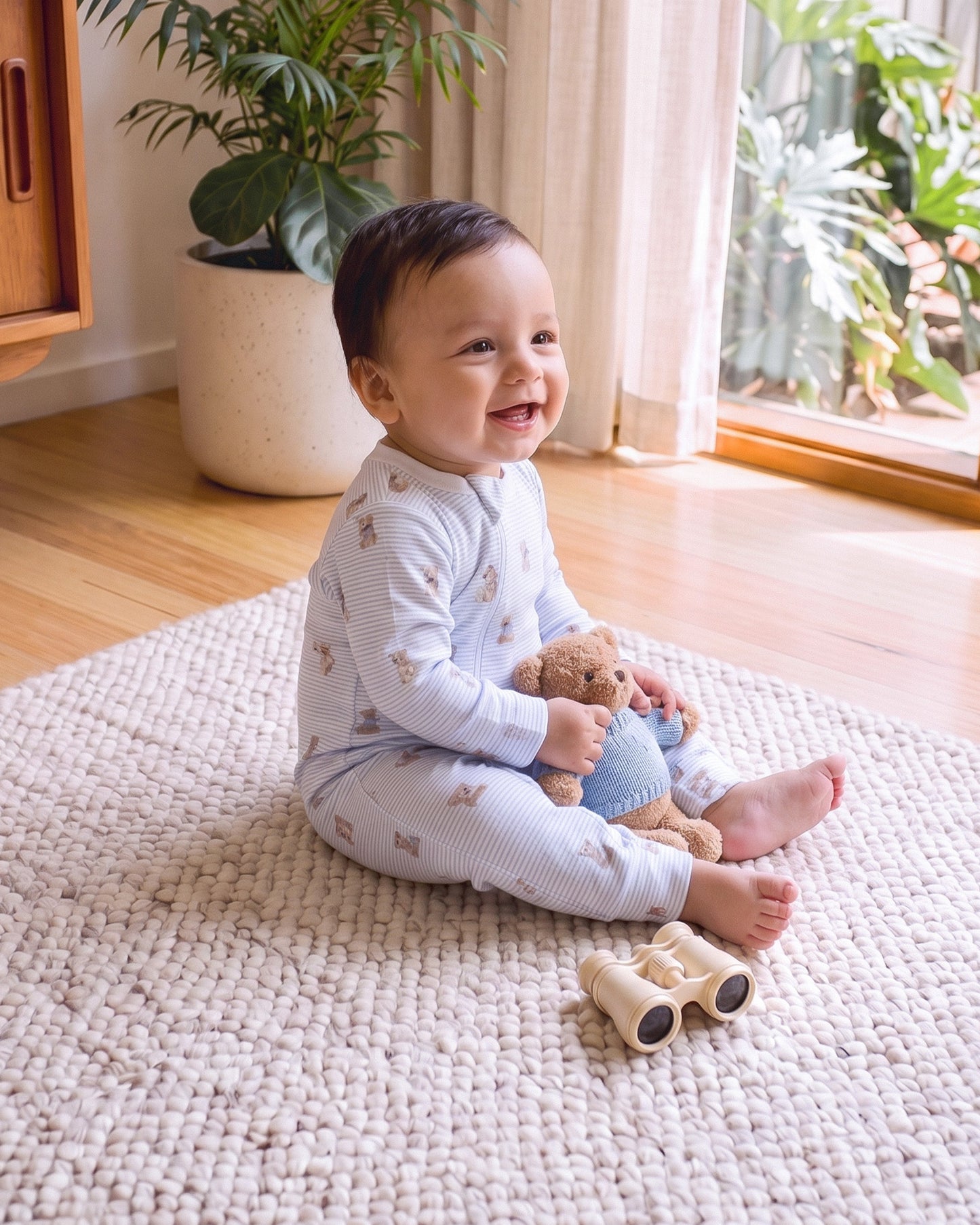 Bebe Brady Stripe Organic LS Zipsuit