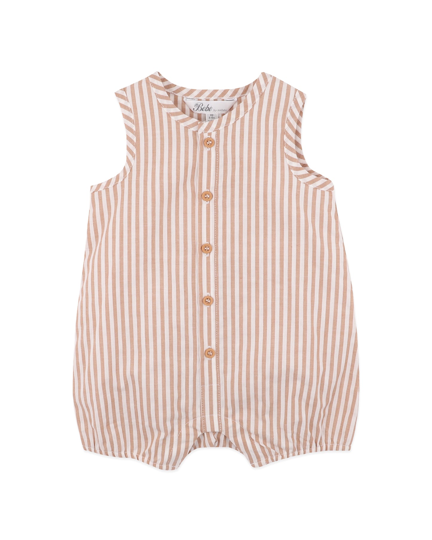 Bebe Brady Stripe Woven Romper - Caramel Stripe