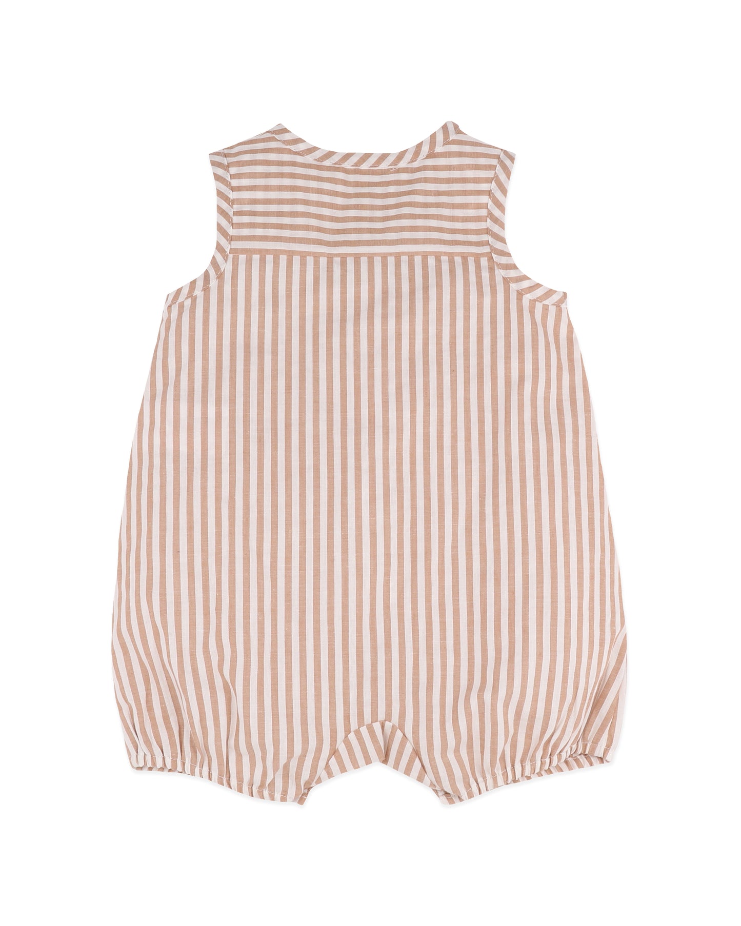 Bebe Brady Stripe Woven Romper - Caramel Stripe